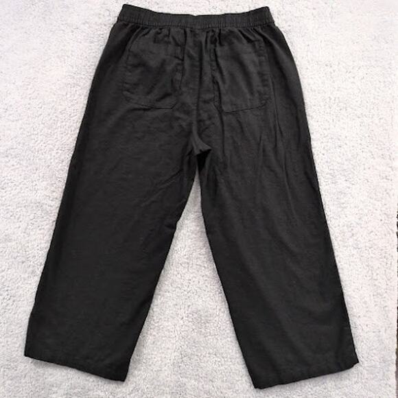 Old Navy Medium Petite Pull On High Waisted Linen Blend Wide Leg Pants Black - Picture 10 of 11